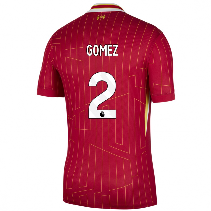 Vaikiškas Joe Gomez #2 Raudona Geltona Balta Namų Marškinėliai 2024/25 T-Shirt