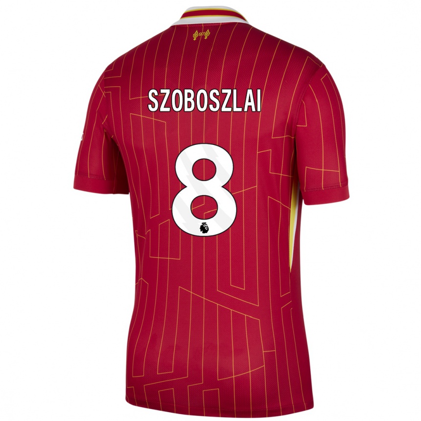 Vaikiškas Dominik Szoboszlai #8 Raudona Geltona Balta Namų Marškinėliai 2024/25 T-Shirt