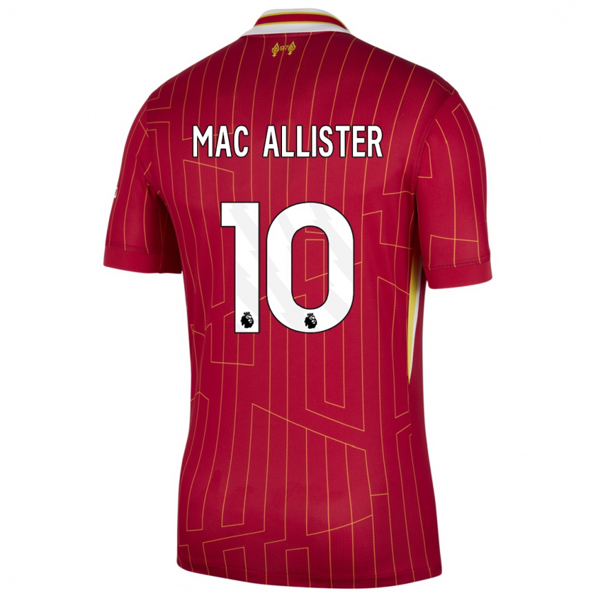 Vaikiškas Alexis Mac Allister #10 Raudona Geltona Balta Namų Marškinėliai 2024/25 T-Shirt