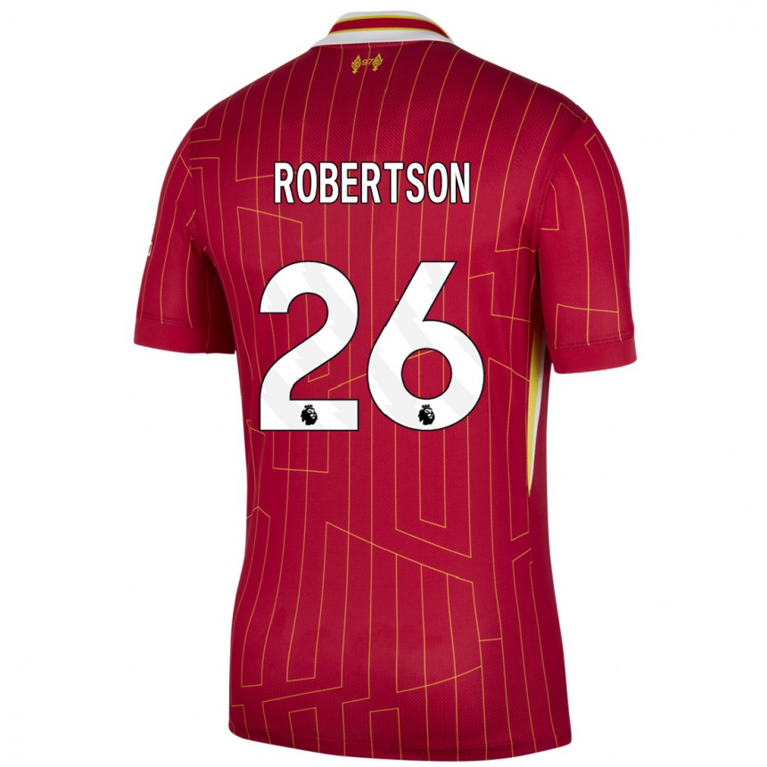 Vaikiškas Andrew Robertson #26 Raudona Geltona Balta Namų Marškinėliai 2024/25 T-Shirt