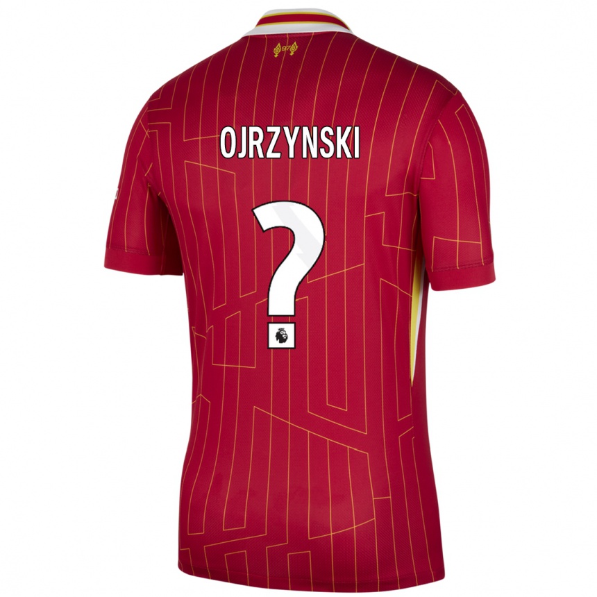 Vaikiškas Jakub Ojrzynski #0 Raudona Geltona Balta Namų Marškinėliai 2024/25 T-Shirt