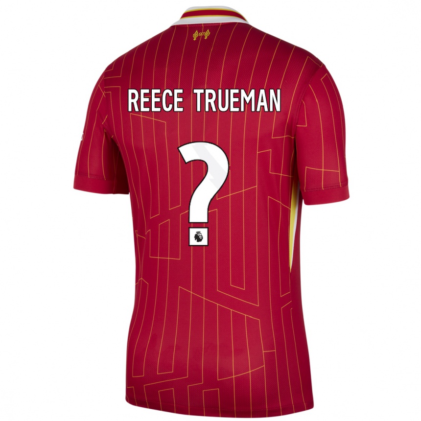 Vaikiškas Reece Trueman #0 Raudona Geltona Balta Namų Marškinėliai 2024/25 T-Shirt