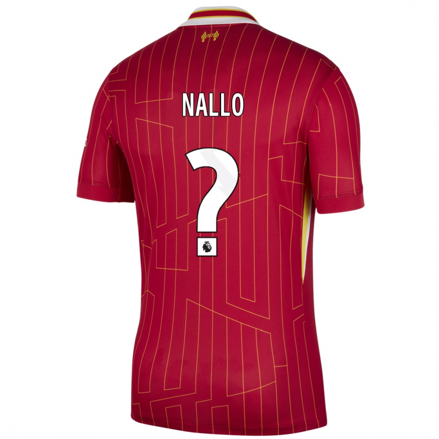 Vaikiškas Amara Nallo #0 Raudona Geltona Balta Namų Marškinėliai 2024/25 T-Shirt