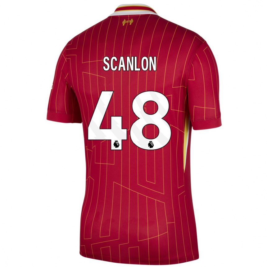 Vaikiškas Calum Scanlon #48 Raudona Geltona Balta Namų Marškinėliai 2024/25 T-Shirt