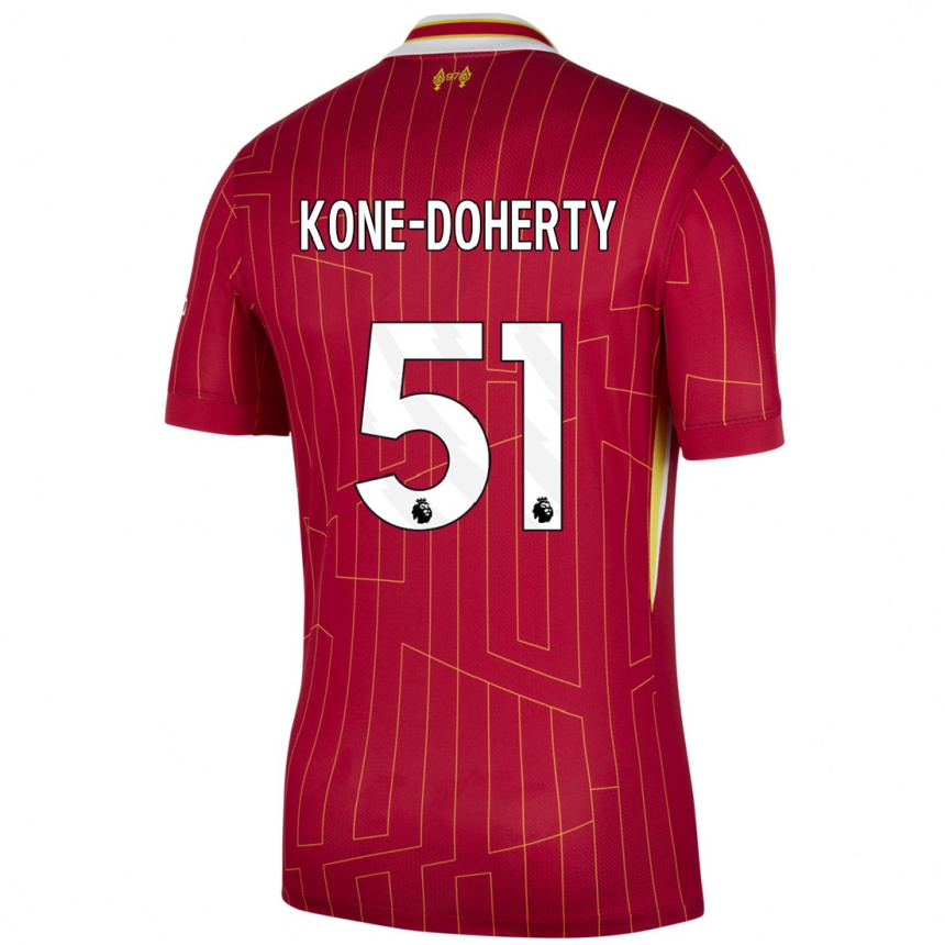 Vaikiškas Trent Kone-Doherty #51 Raudona Geltona Balta Namų Marškinėliai 2024/25 T-Shirt