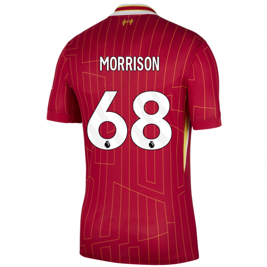 Vaikiškas Kieran Morrison #68 Raudona Geltona Balta Namų Marškinėliai 2024/25 T-Shirt