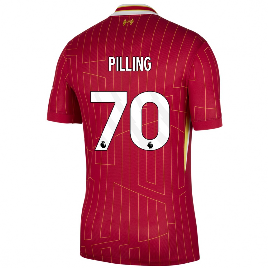 Vaikiškas Tommy Pilling #70 Raudona Geltona Balta Namų Marškinėliai 2024/25 T-Shirt