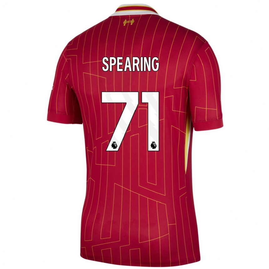 Vaikiškas Jay Spearing #71 Raudona Geltona Balta Namų Marškinėliai 2024/25 T-Shirt