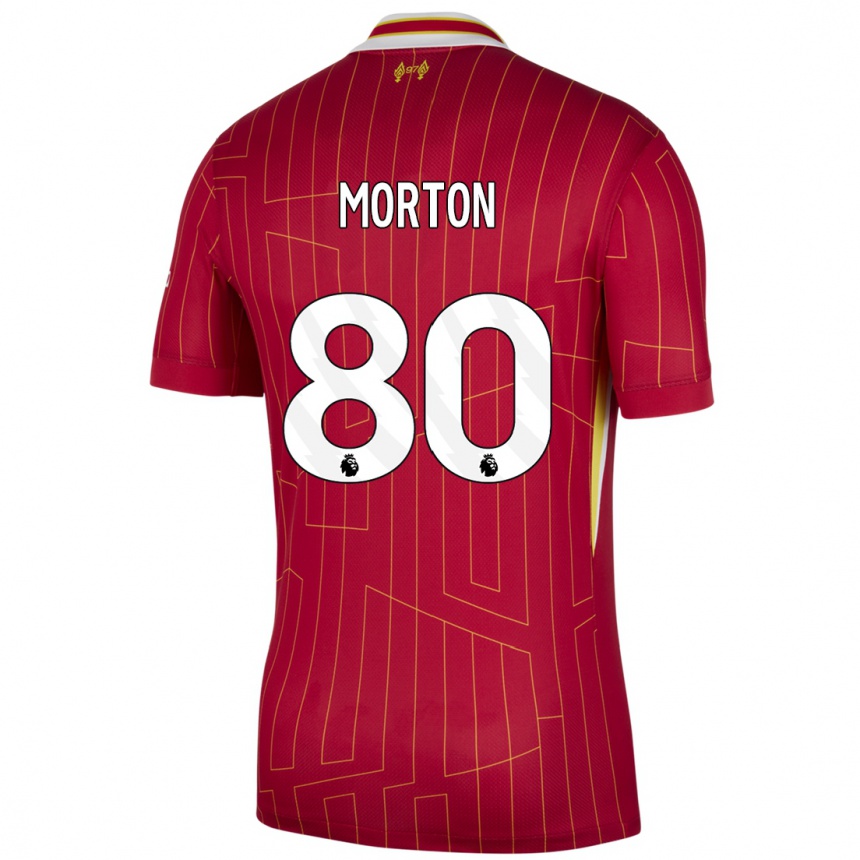 Vaikiškas Tyler Morton #80 Raudona Geltona Balta Namų Marškinėliai 2024/25 T-Shirt