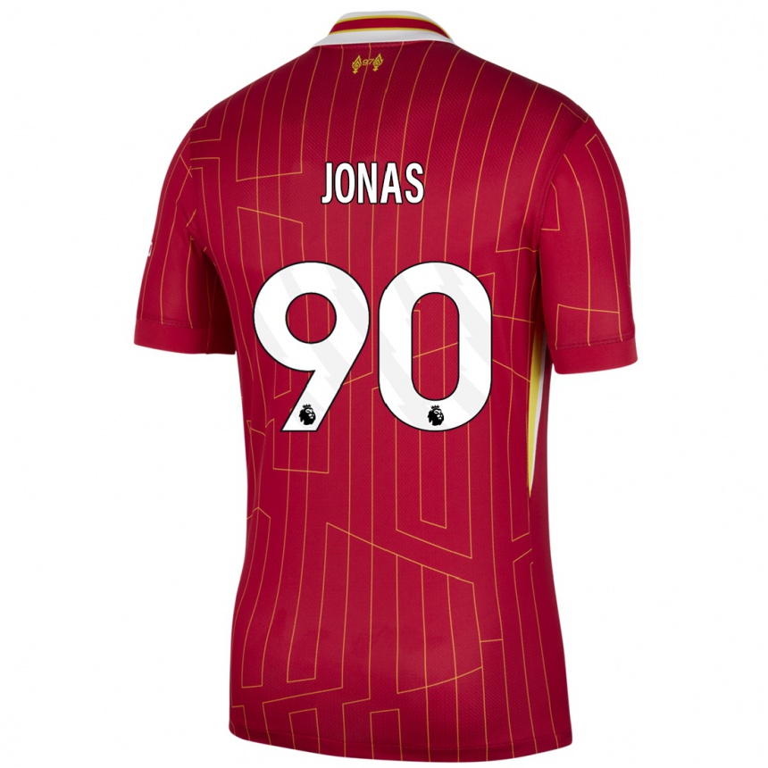 Vaikiškas Lee Jonas #90 Raudona Geltona Balta Namų Marškinėliai 2024/25 T-Shirt