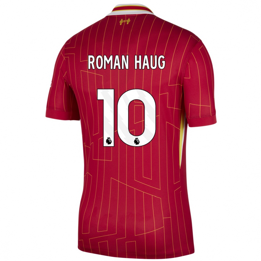 Vaikiškas Sophie Román Haug #10 Raudona Geltona Balta Namų Marškinėliai 2024/25 T-Shirt