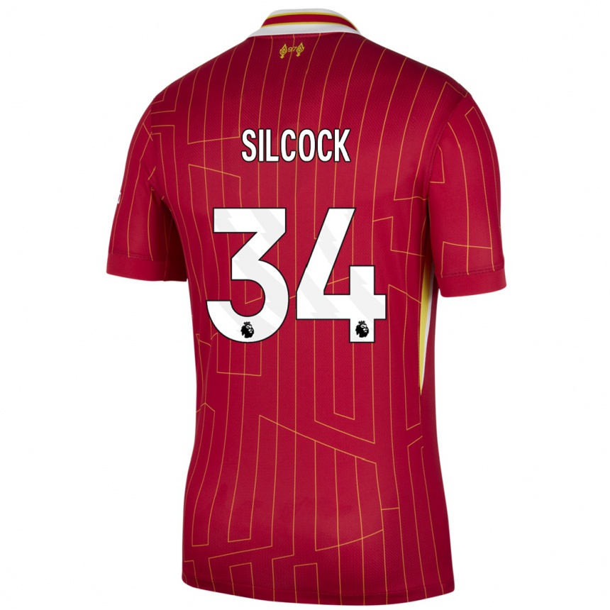 Vaikiškas Hannah Silcock #34 Raudona Geltona Balta Namų Marškinėliai 2024/25 T-Shirt