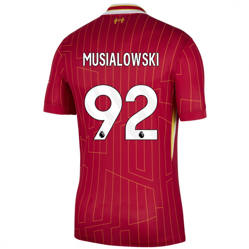 Vaikiškas Mateusz Musialowski #92 Raudona Geltona Balta Namų Marškinėliai 2024/25 T-Shirt