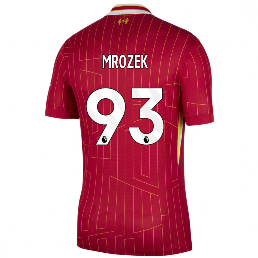 Vaikiškas Fabian Mrozek #93 Raudona Geltona Balta Namų Marškinėliai 2024/25 T-Shirt