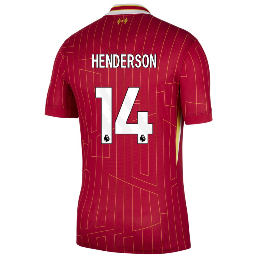 Vaikiškas Henderson #14 Raudona Geltona Balta Namų Marškinėliai 2024/25 T-Shirt