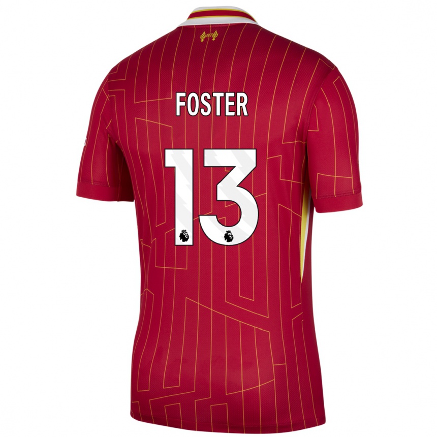 Vaikiškas Rylee Foster #13 Raudona Geltona Balta Namų Marškinėliai 2024/25 T-Shirt