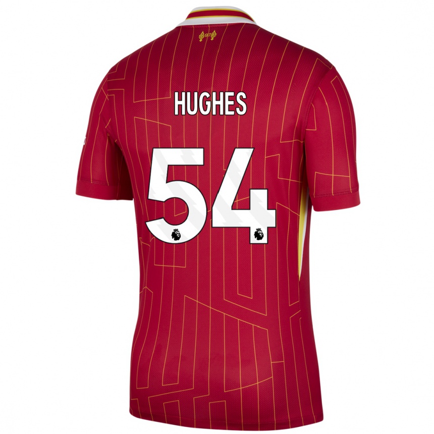 Vaikiškas Liam Hughes #54 Raudona Geltona Balta Namų Marškinėliai 2024/25 T-Shirt