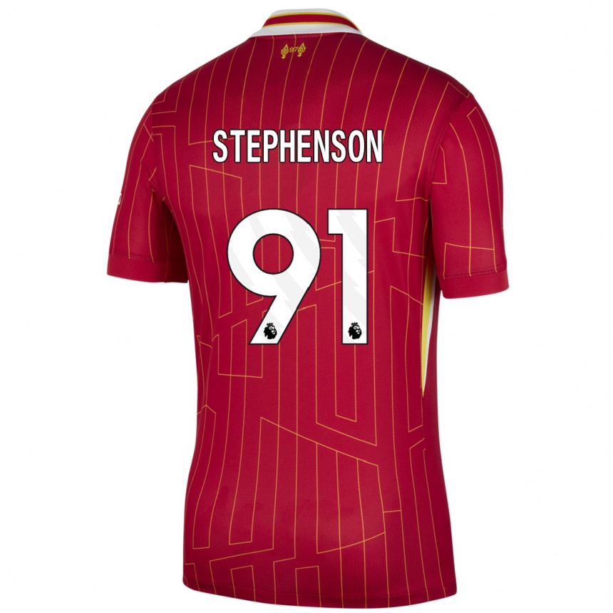 Vaikiškas Luca Stephenson #91 Raudona Geltona Balta Namų Marškinėliai 2024/25 T-Shirt