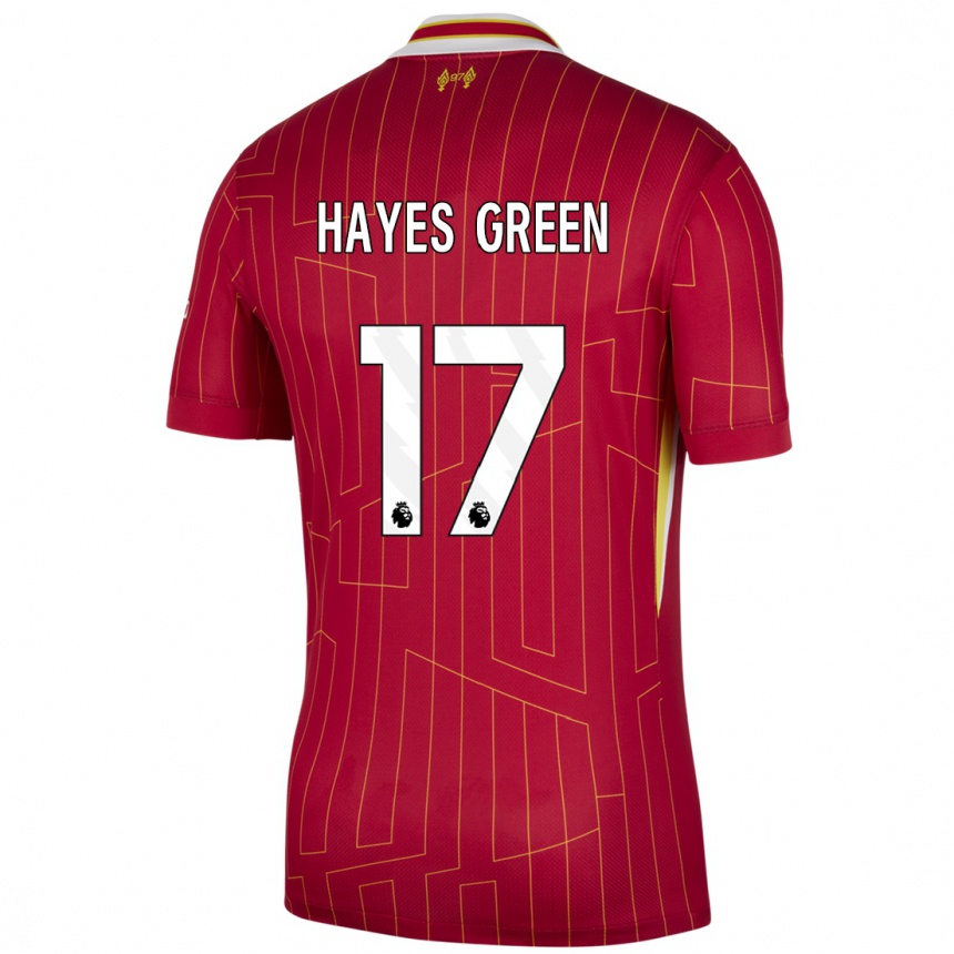 Vaikiškas Charlie Hayes-Green #17 Raudona Geltona Balta Namų Marškinėliai 2024/25 T-Shirt