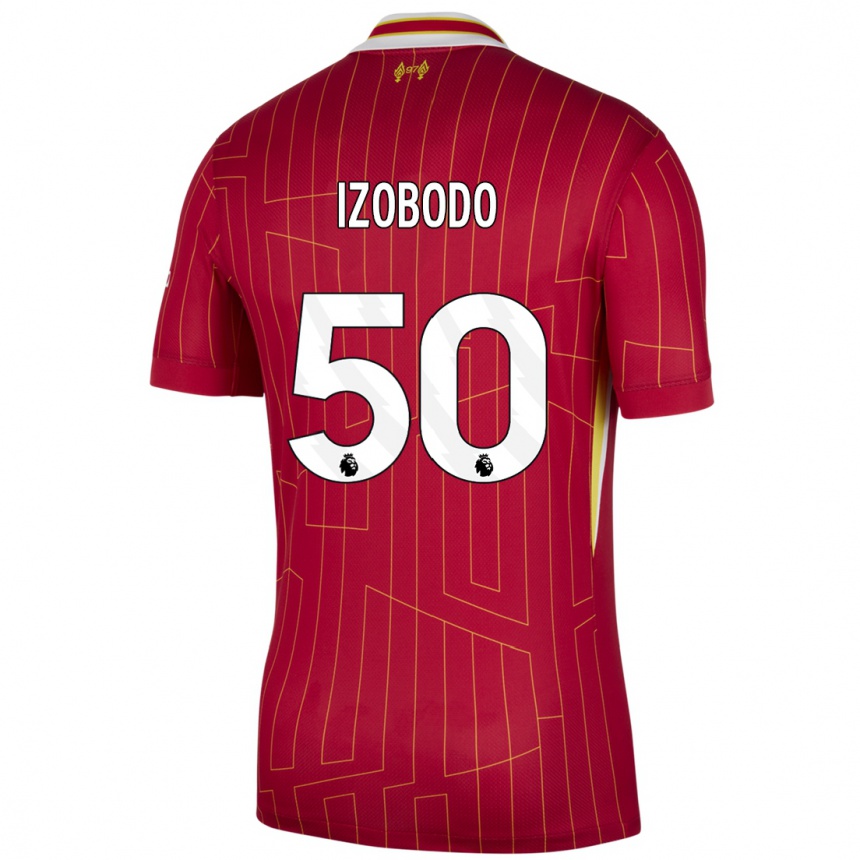 Vaikiškas Elijah Izobodo John #50 Raudona Geltona Balta Namų Marškinėliai 2024/25 T-Shirt