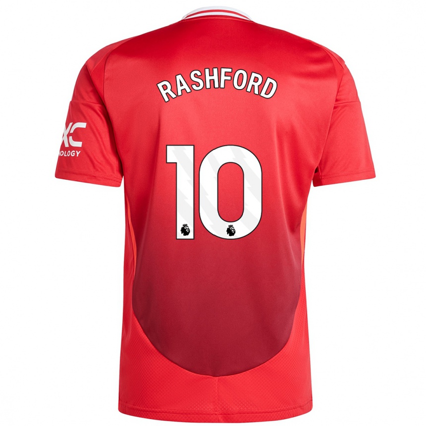 Vaikiškas Marcus Rashford #10 Ryškiai Raudona Namų Marškinėliai 2024/25 T-Shirt