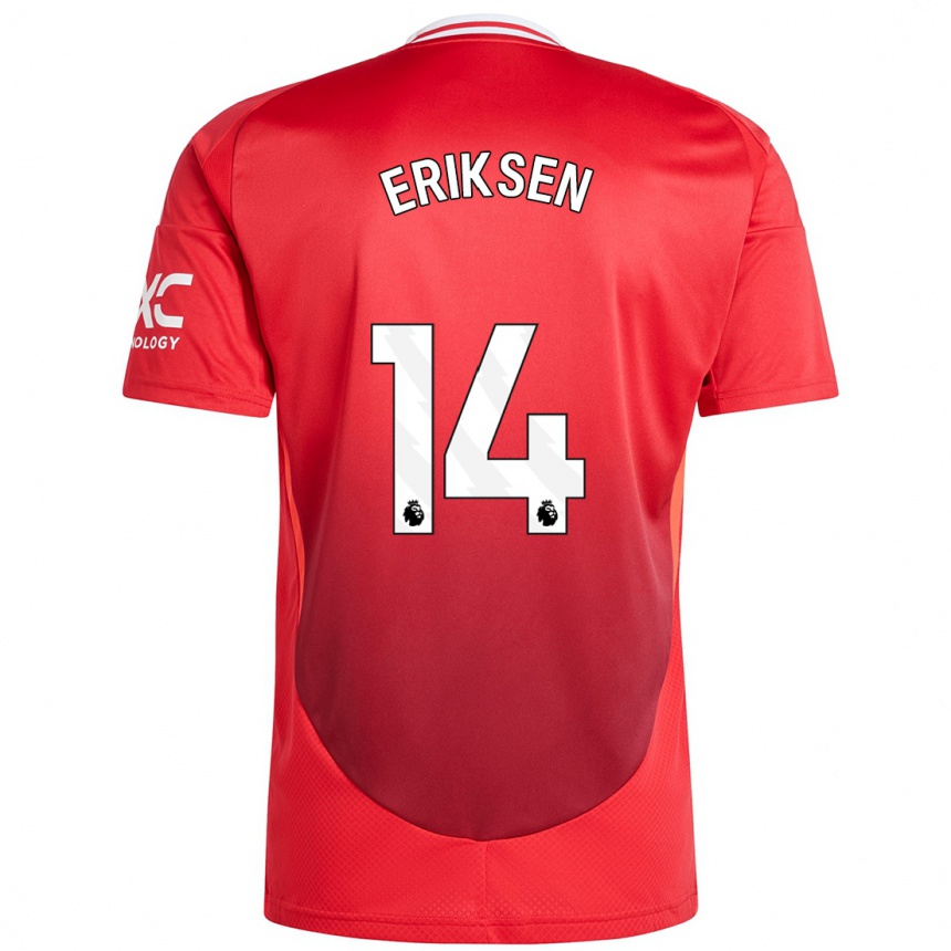 Vaikiškas Christian Eriksen #14 Ryškiai Raudona Namų Marškinėliai 2024/25 T-Shirt