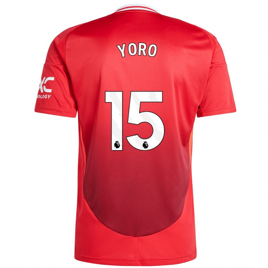 Vaikiškas Leny Yoro #15 Ryškiai Raudona Namų Marškinėliai 2024/25 T-Shirt