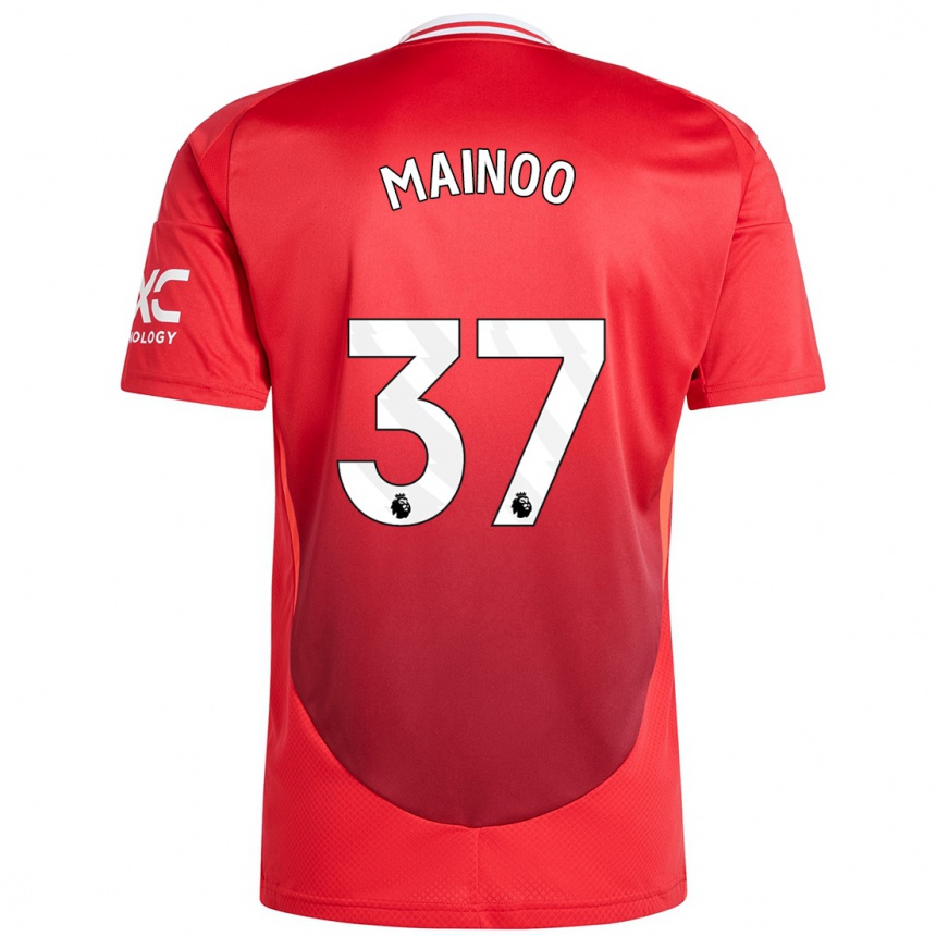 Vaikiškas Kobbie Mainoo #37 Ryškiai Raudona Namų Marškinėliai 2024/25 T-Shirt