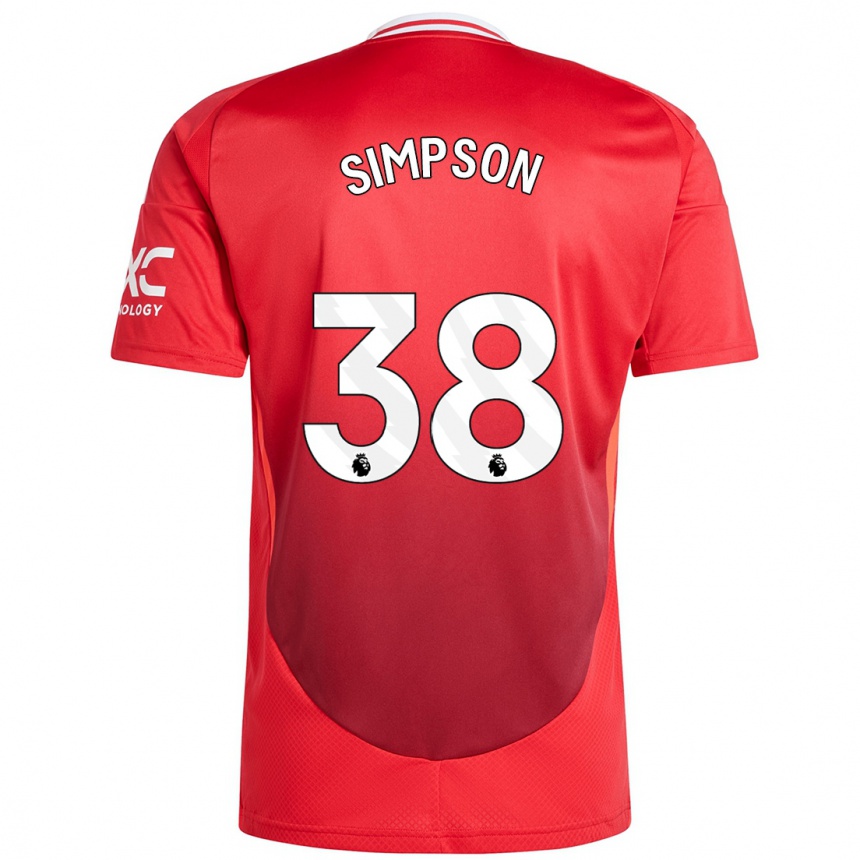 Vaikiškas Jess Simpson #38 Ryškiai Raudona Namų Marškinėliai 2024/25 T-Shirt