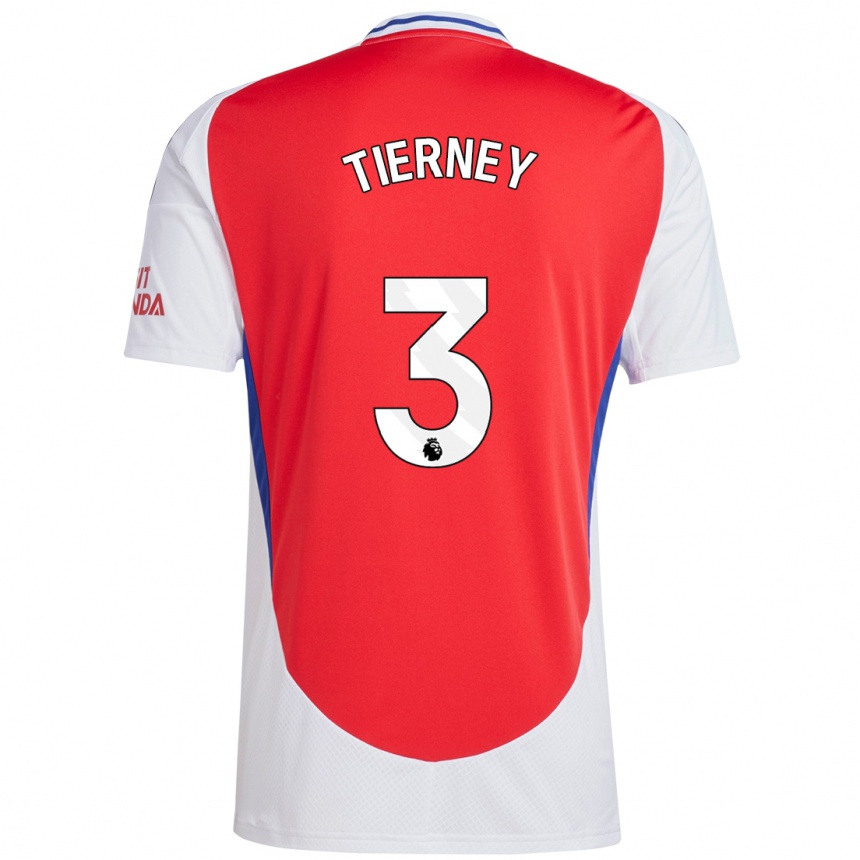 Vaikiškas Kieran Tierney #3 Raudona Balta Namų Marškinėliai 2024/25 T-Shirt