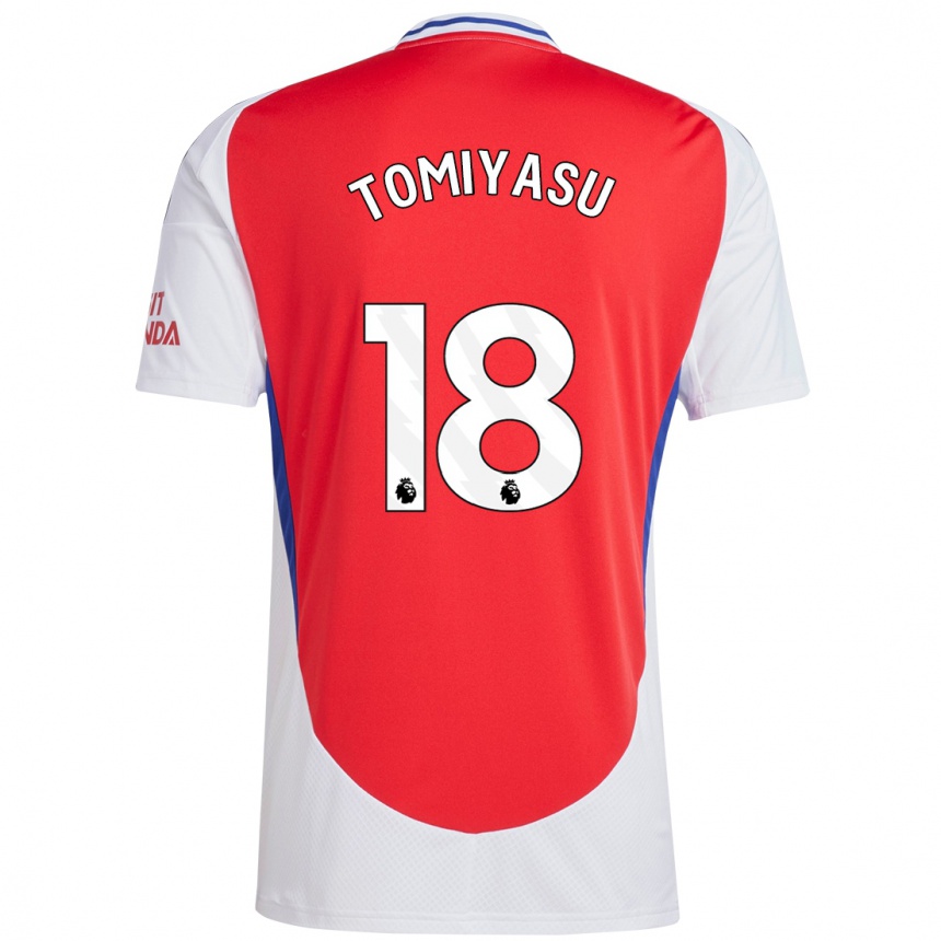 Vaikiškas Takehiro Tomiyasu #18 Raudona Balta Namų Marškinėliai 2024/25 T-Shirt