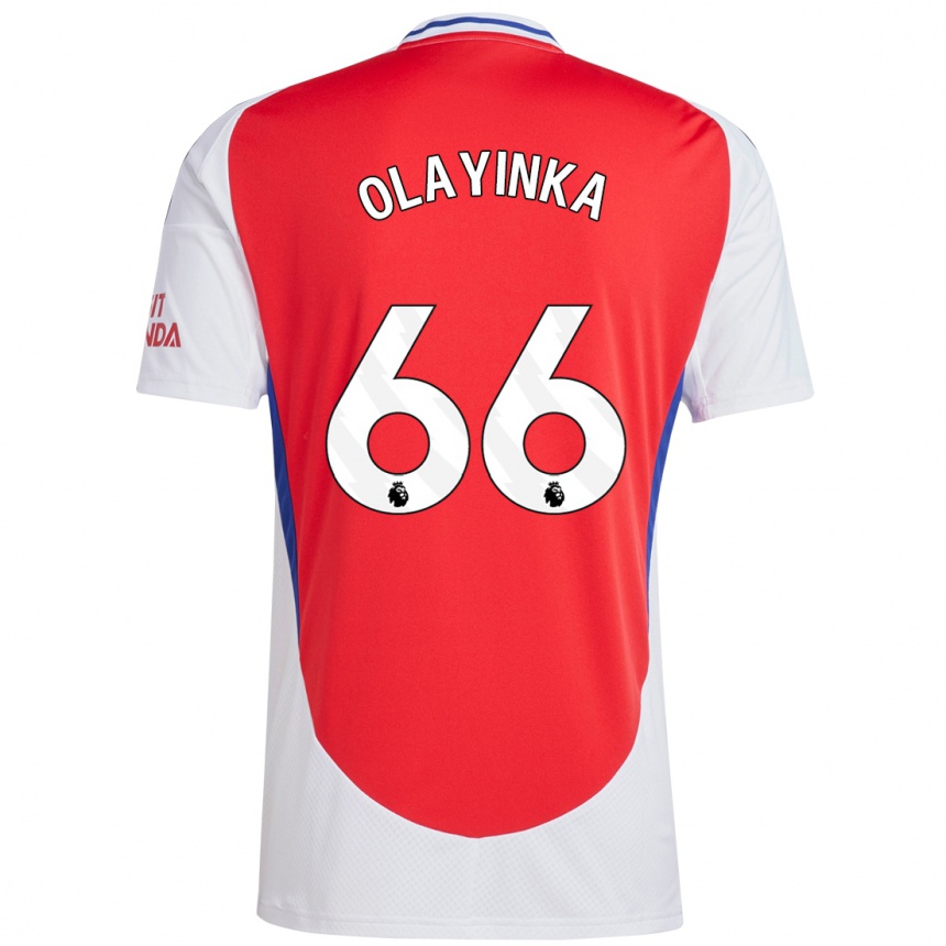 Vaikiškas James Olayinka #66 Raudona Balta Namų Marškinėliai 2024/25 T-Shirt