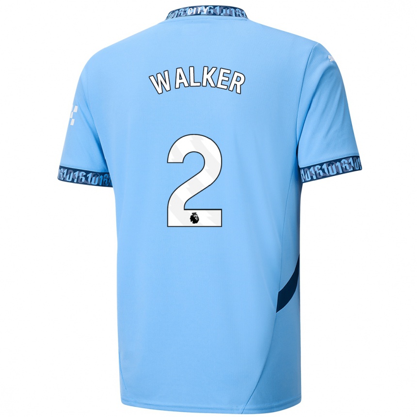 Vaikiškas Kyle Walker #2 Tamsiai Mėlyna Namų Marškinėliai 2024/25 T-Shirt