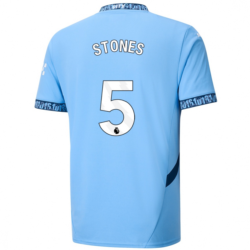 Vaikiškas John Stones #5 Tamsiai Mėlyna Namų Marškinėliai 2024/25 T-Shirt