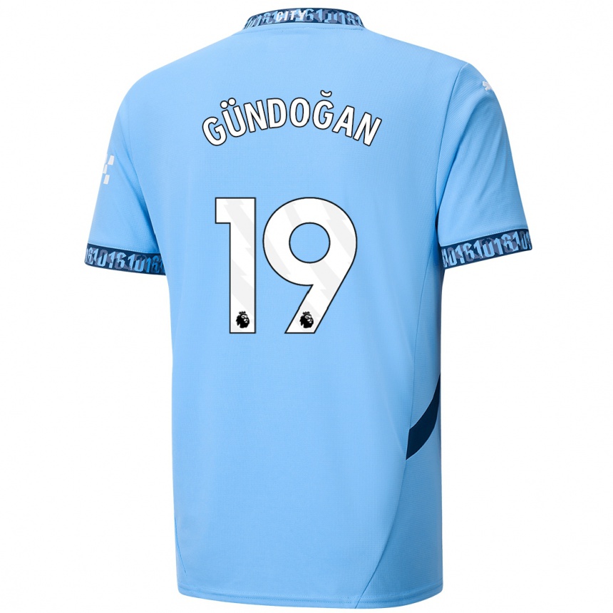 Vaikiškas Ilkay Gundogan #19 Tamsiai Mėlyna Namų Marškinėliai 2024/25 T-Shirt