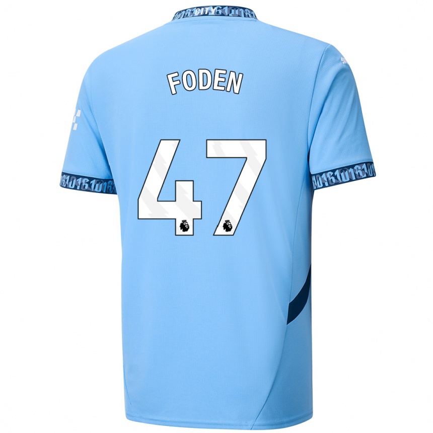 Vaikiškas Phil Foden #47 Tamsiai Mėlyna Namų Marškinėliai 2024/25 T-Shirt