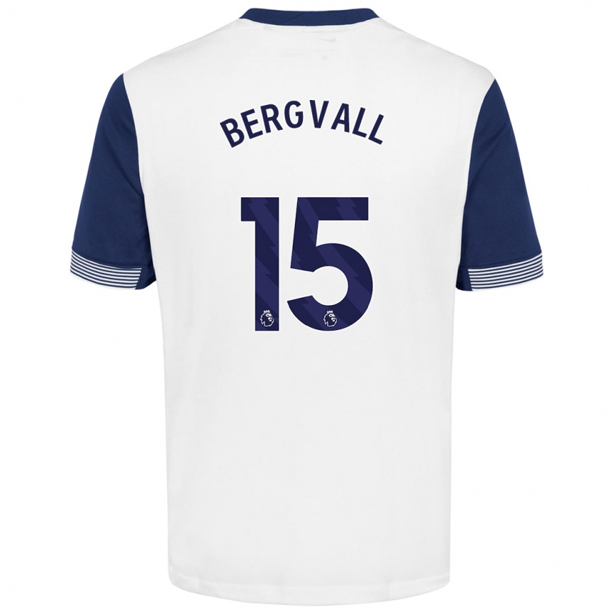 Vaikiškas Lucas Bergvall #15 Balta Mėlyna Namų Marškinėliai 2024/25 T-Shirt