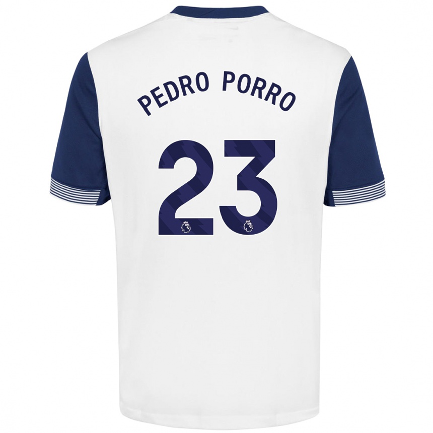 Vaikiškas Pedro Porro #23 Balta Mėlyna Namų Marškinėliai 2024/25 T-Shirt