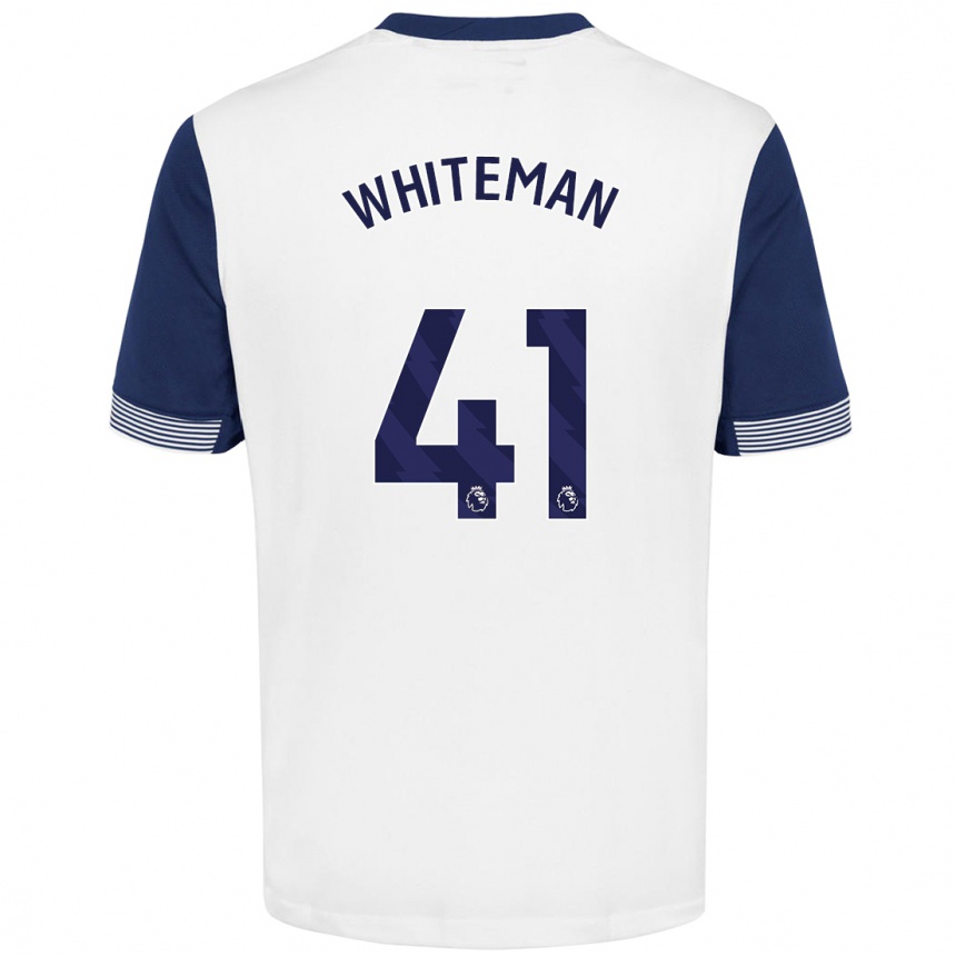 Vaikiškas Alfie Whiteman #41 Balta Mėlyna Namų Marškinėliai 2024/25 T-Shirt