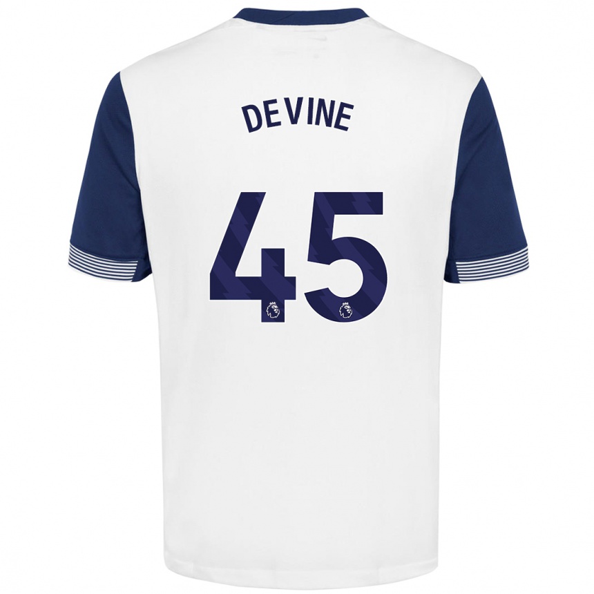 Vaikiškas Alfie Devine #45 Balta Mėlyna Namų Marškinėliai 2024/25 T-Shirt