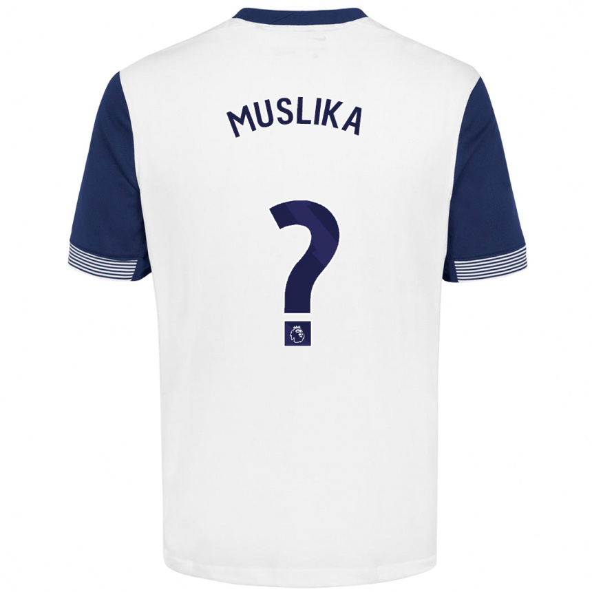 Vaikiškas Armend Muslika #0 Balta Mėlyna Namų Marškinėliai 2024/25 T-Shirt