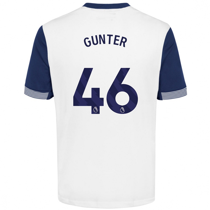 Vaikiškas Luca Gunter #46 Balta Mėlyna Namų Marškinėliai 2024/25 T-Shirt