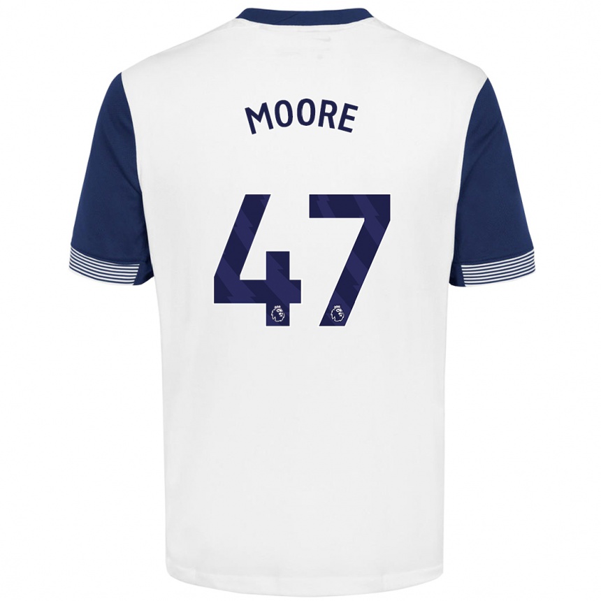 Vaikiškas Mikey Moore #47 Balta Mėlyna Namų Marškinėliai 2024/25 T-Shirt