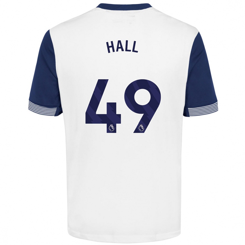 Vaikiškas Tyrese Hall #49 Balta Mėlyna Namų Marškinėliai 2024/25 T-Shirt