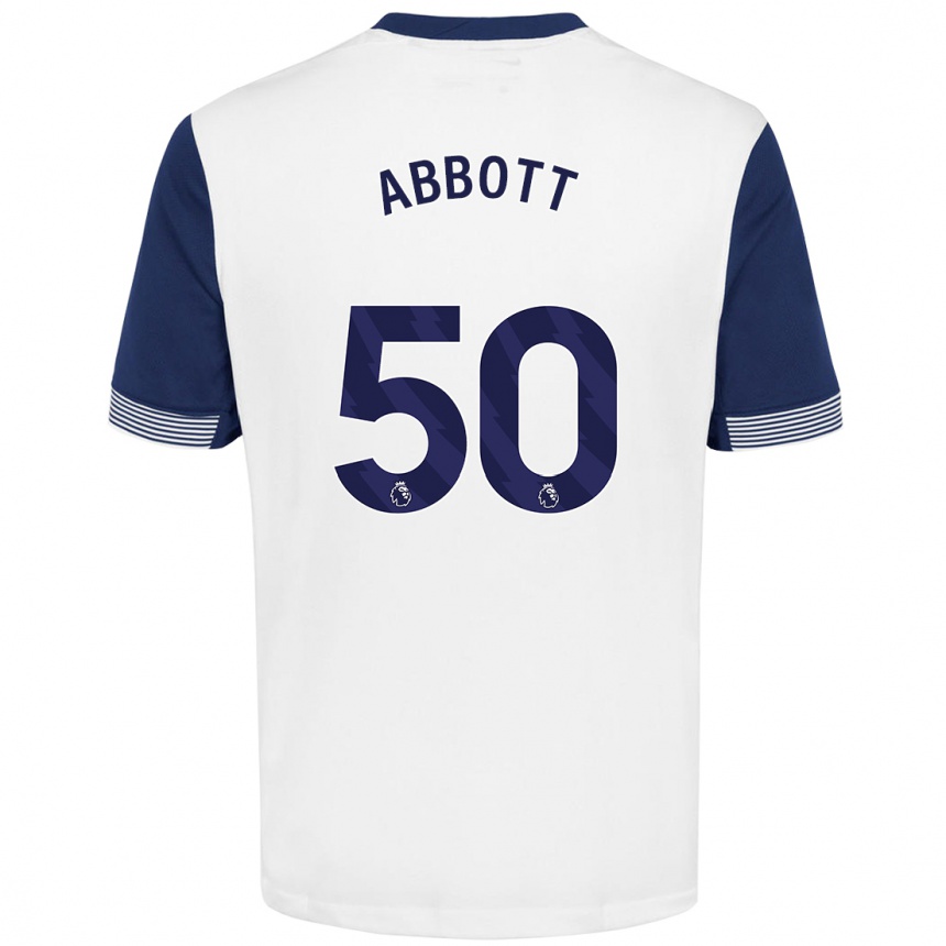 Vaikiškas George Abbott #50 Balta Mėlyna Namų Marškinėliai 2024/25 T-Shirt