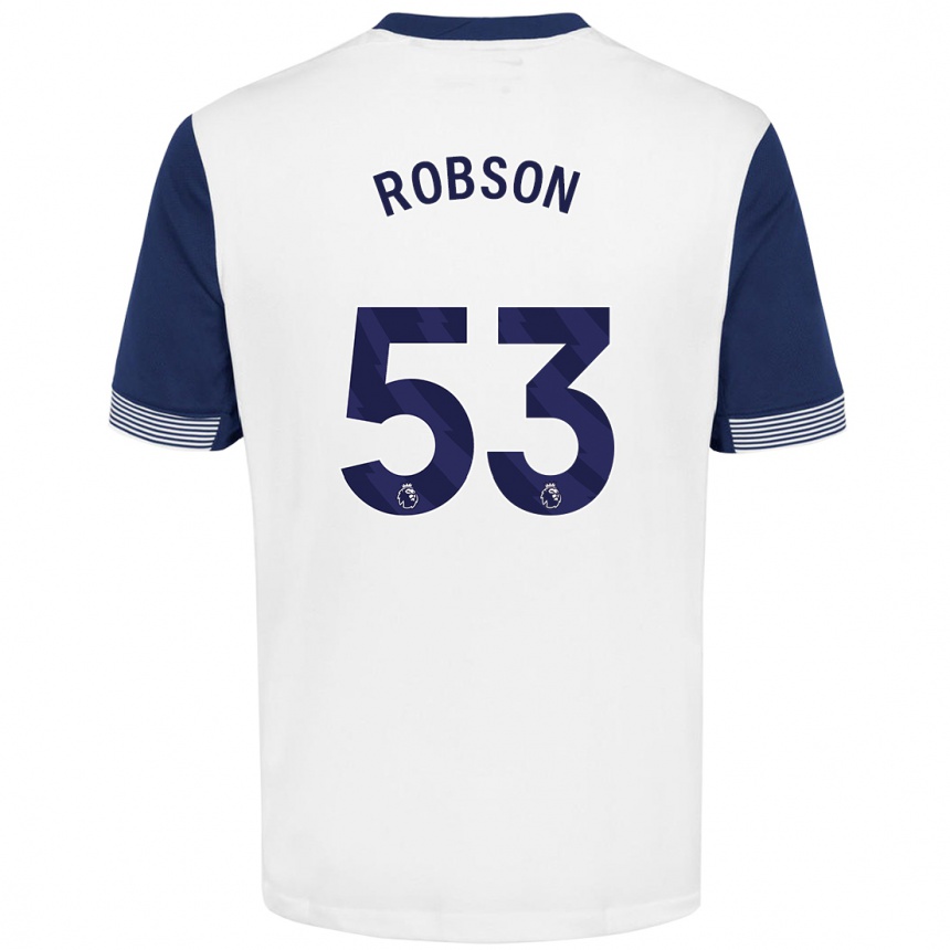 Vaikiškas Max Robson #53 Balta Mėlyna Namų Marškinėliai 2024/25 T-Shirt