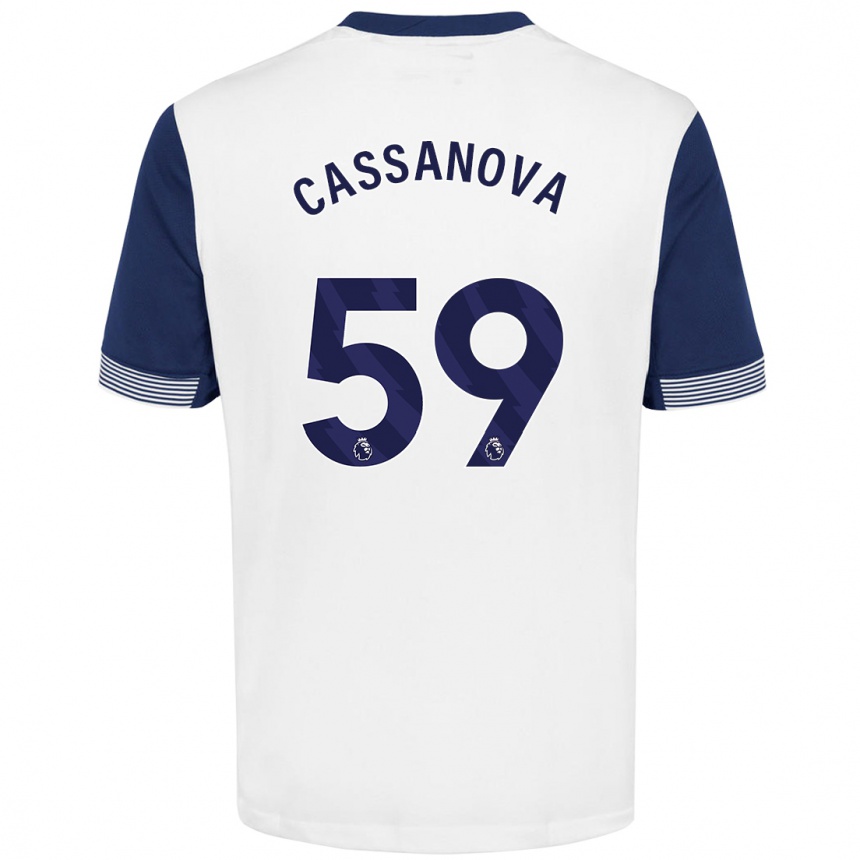 Vaikiškas Dante Cassanova #59 Balta Mėlyna Namų Marškinėliai 2024/25 T-Shirt