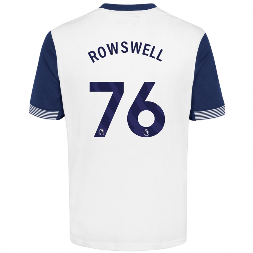 Vaikiškas James Rowswell #76 Balta Mėlyna Namų Marškinėliai 2024/25 T-Shirt