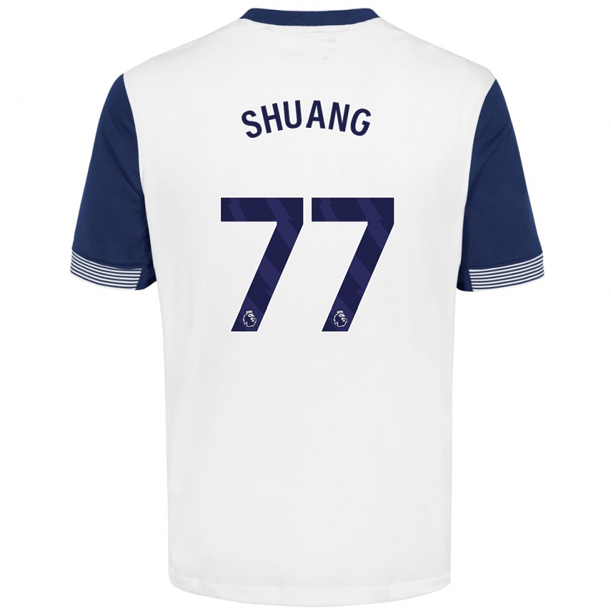 Vaikiškas Wang Shuang #77 Balta Mėlyna Namų Marškinėliai 2024/25 T-Shirt