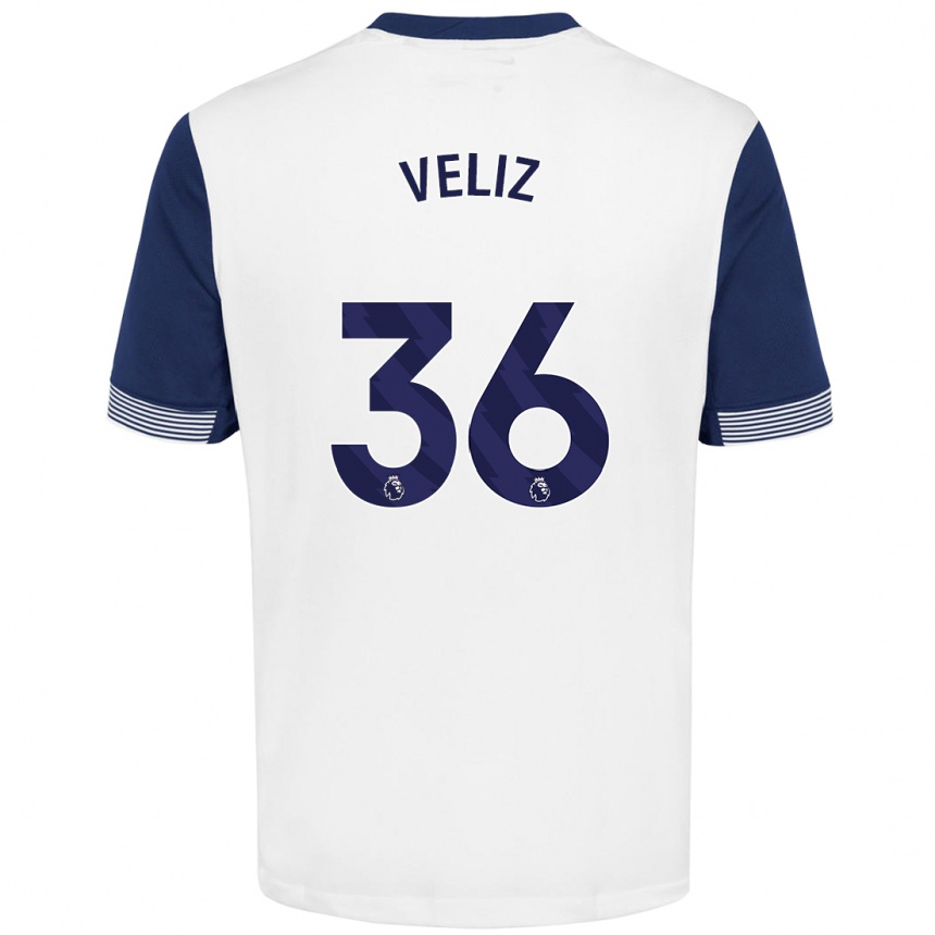 Vaikiškas Alejo Véliz #36 Balta Mėlyna Namų Marškinėliai 2024/25 T-Shirt